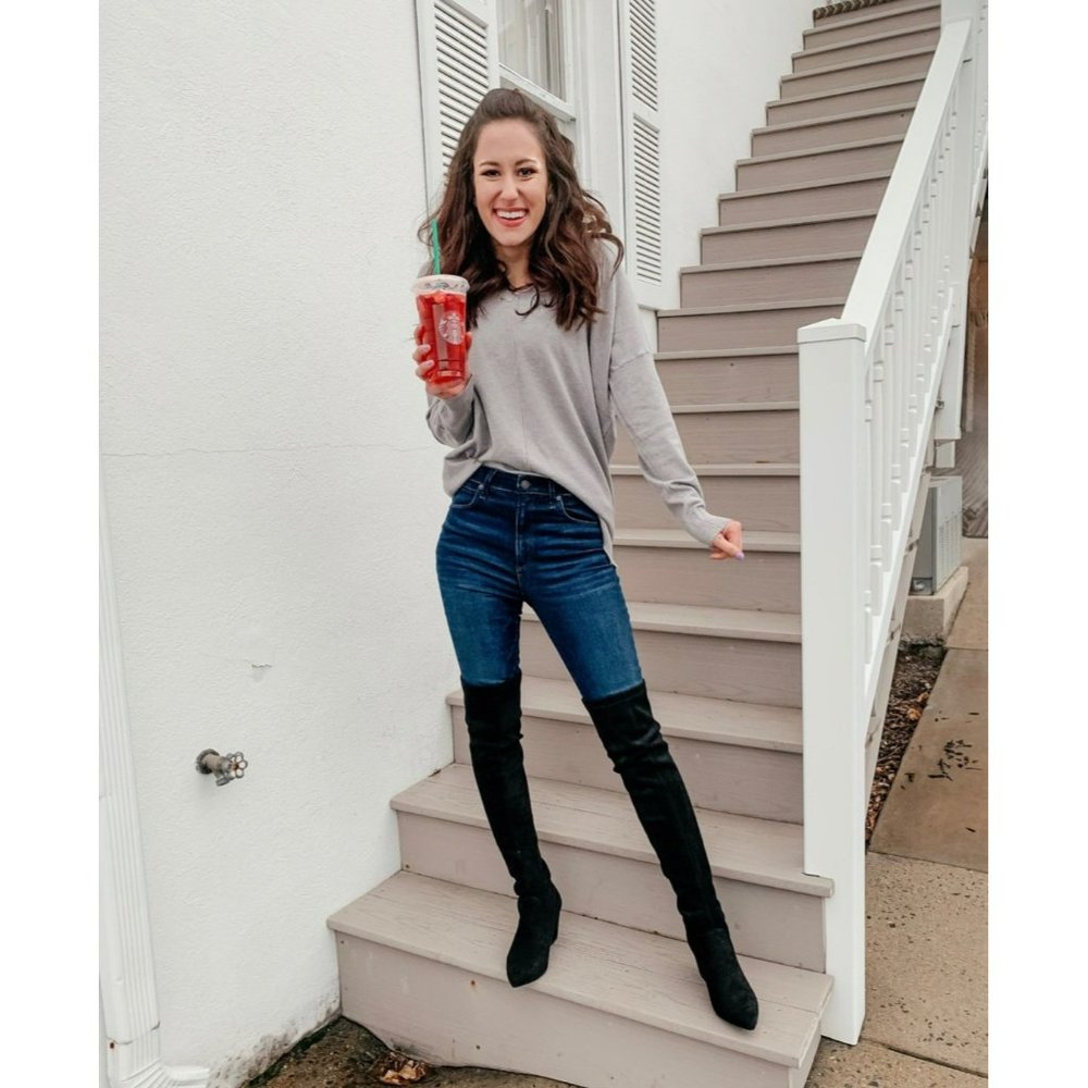 GoodNight Macaroon Ellis Classic Over the Knee Vegan Suede Leather boots size 8. - Picture 6 of 9